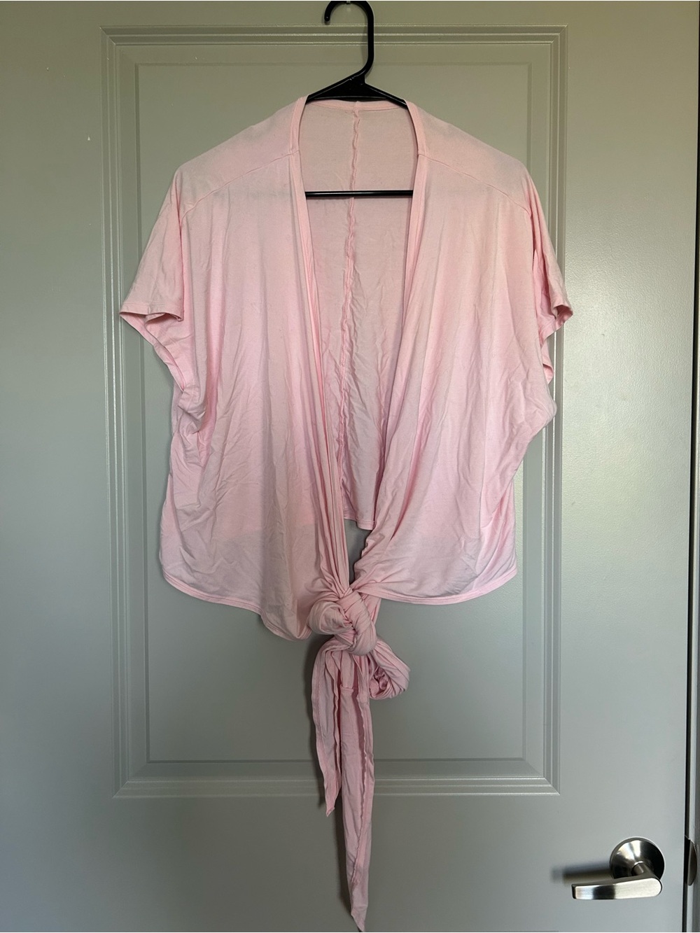 HALARA Light Pink Knot-Front Wrap  Short Sleeve Top